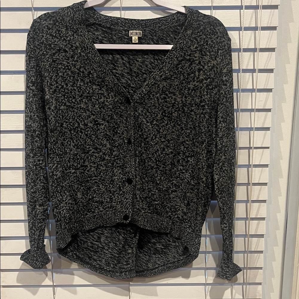 14th & Union Charcoal and White Knit Cardigan